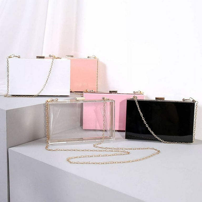 Transparent Acrylic Box Party Clutch Pearl Strap Purses and Handbags for  Women Casual Designer Bag Chain Shoulder Bag Wedding