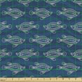 thumbnail image 2 of Ambesonne Nature Fabric by the Yard Upholstery, Wave Pattern and Fish Motifs, 2 Yards, Dark Sky Blue and Ivory, 2 of 5