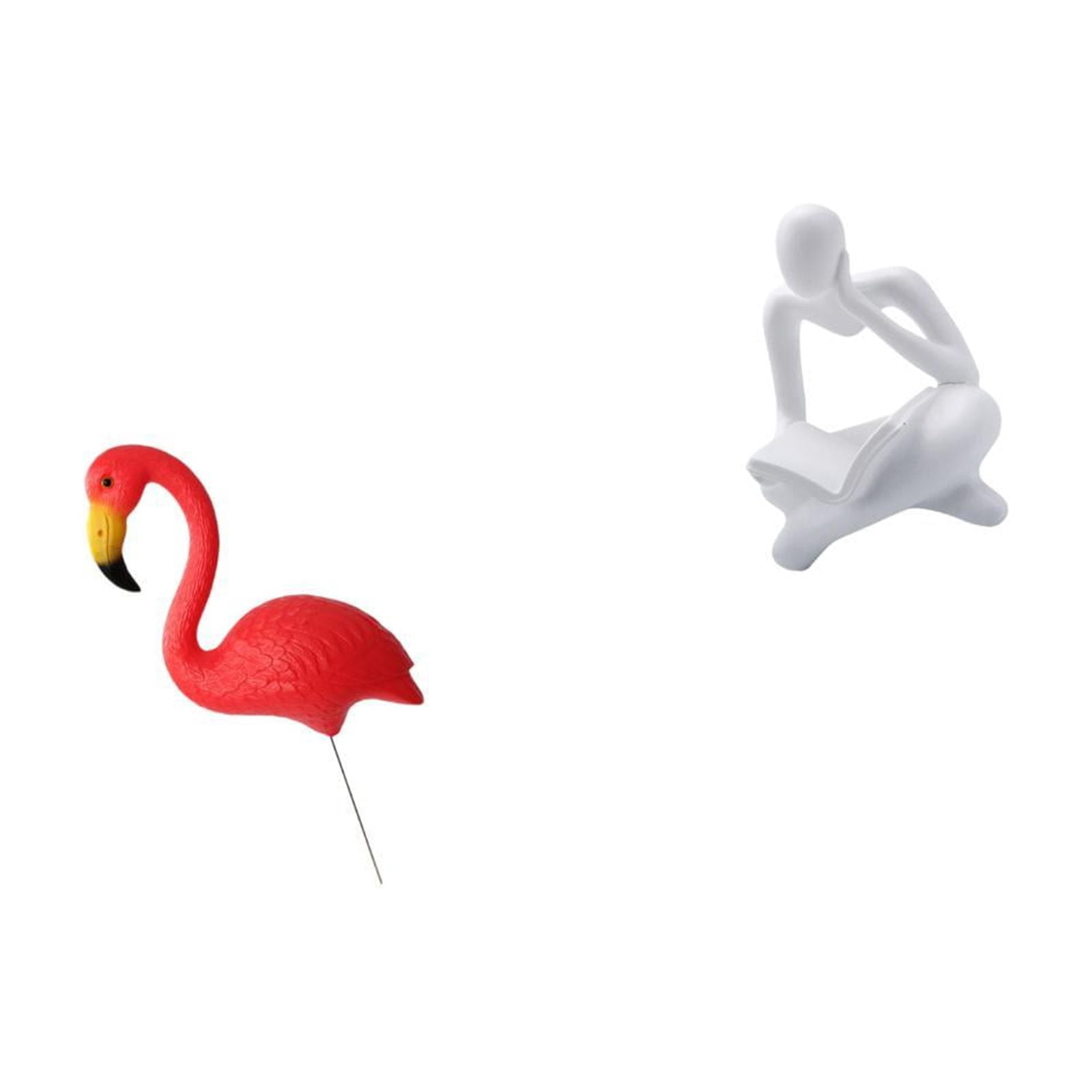 Miulika Flamingo Fairy Garden Sculpture Ornament for Holiday Spring Abstract Thinker Statue Decoration for Tabletop Living Room Shelf Office Bookshelf Yard Art
