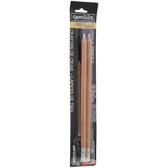 General Pencil 2 Piece Multi-Pastel Chalk Pencils, White