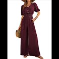 thumbnail image 1 of Mono de Mujer de Corta con Cuello en V, Elegante, Informal, con Pierna y Pantalones. Rojo Oscuro XL, 1 of 9