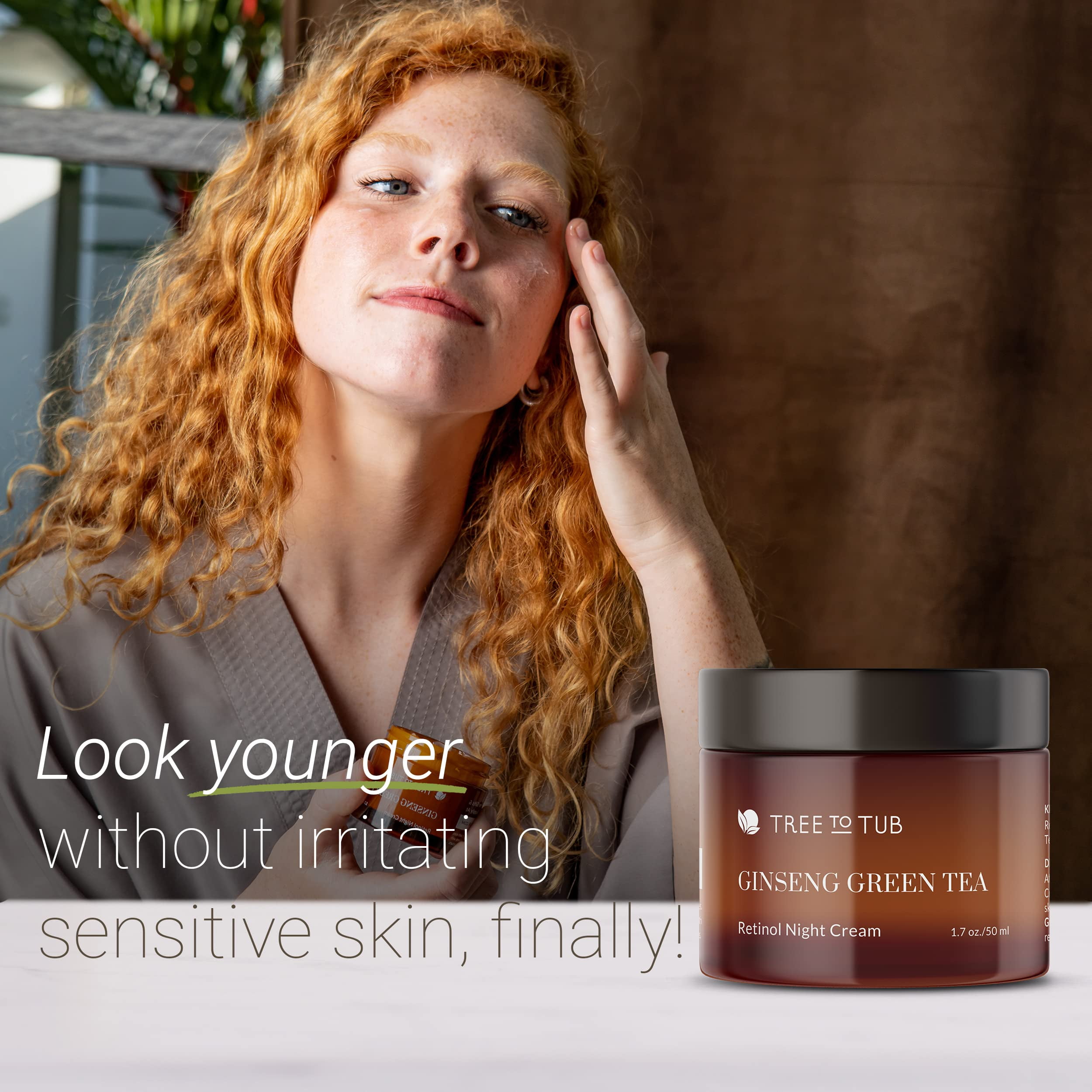 Tree To Tub Retinol Anti Aging Face Moisturizer for Dry & Sensitive Skin - Anti Wrinkle Facial Moisturizer, Vitamin A & E Night Cream for Women & Men