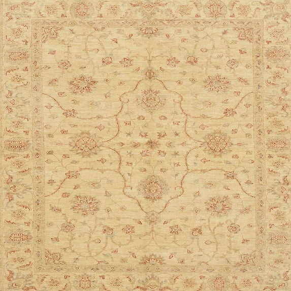 Ahgly Company Machine Washable Indoor Square Abstract Orange Area Rugs, 6' Square