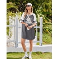 thumbnail image 5 of Ekouaer Cotton Nightgowns for Women Short Sleeve Sleep Shirts Crew Neck Night Shirts Soft Color Block Night Gown, 5 of 6