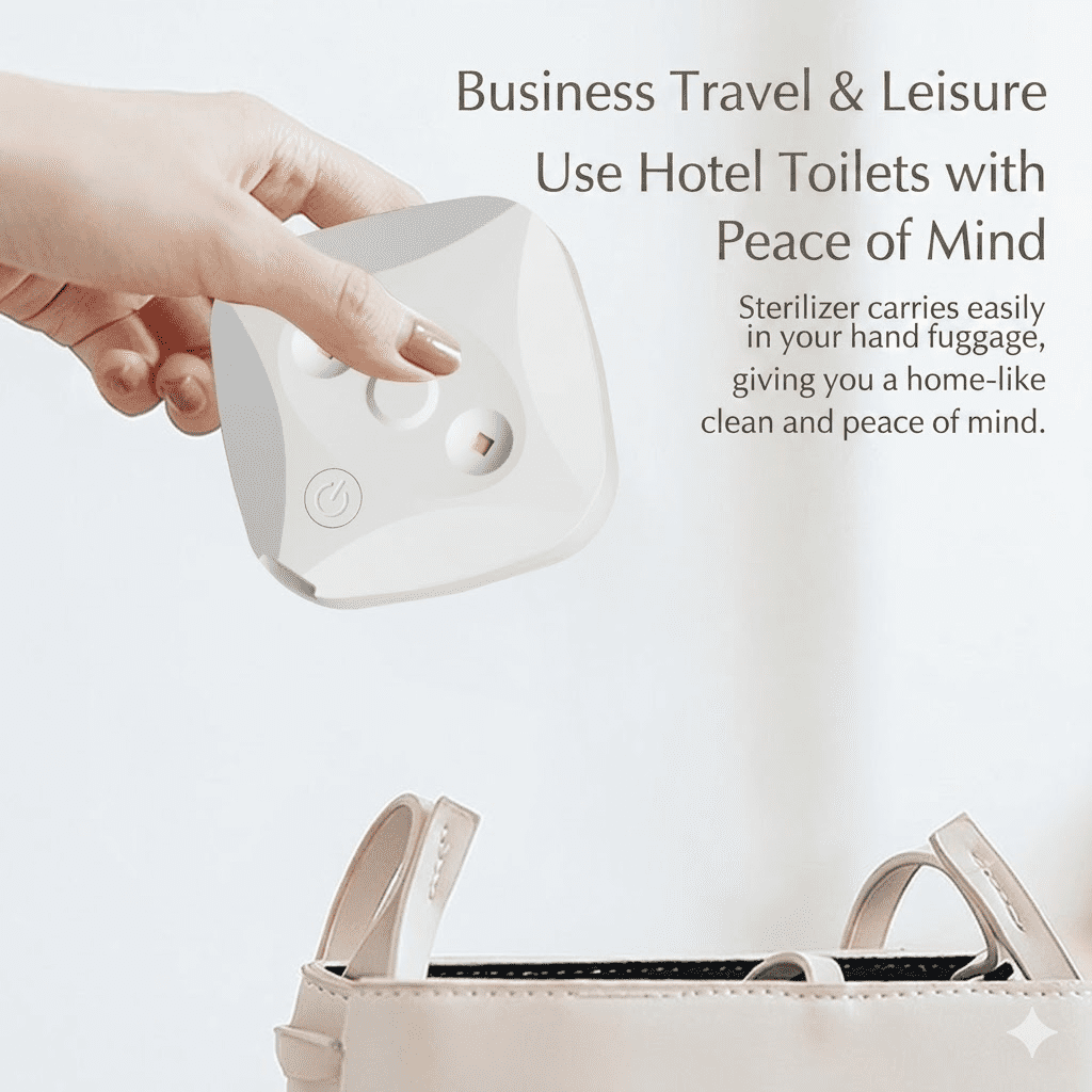 Portable UV Toilet Cleaning Purifier, Automatic UV-C Sterilization, Stick-On Portable Charging Base, No Hardwiring for Home Travel Boat