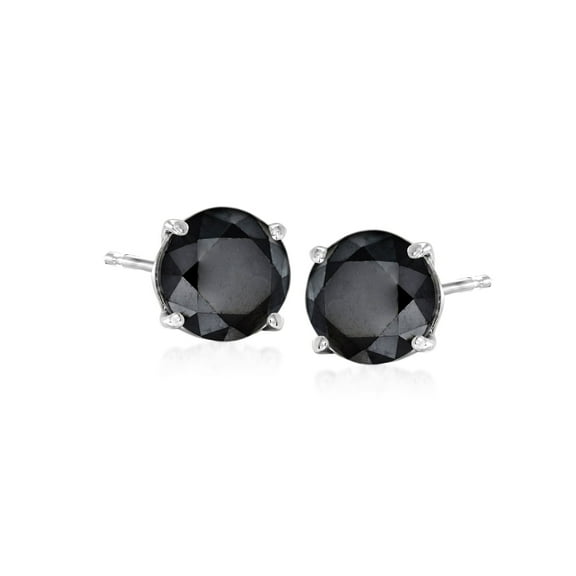 Ross-Simons 2.00 ct. t.w. Black Diamond Stud Earrings in Sterling Silver, Women's, Adult