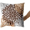 thumbnail image 3 of Dahlia Brown Pillow Covers 16x16 in Coffee Colored Grey Floral Geometric Couch Pillow Cases Gray Elegant Flower Throw Pillows Set of 2 Spring Summer Home Decor for Room Bed Cushion Outdoor, 3 of 6