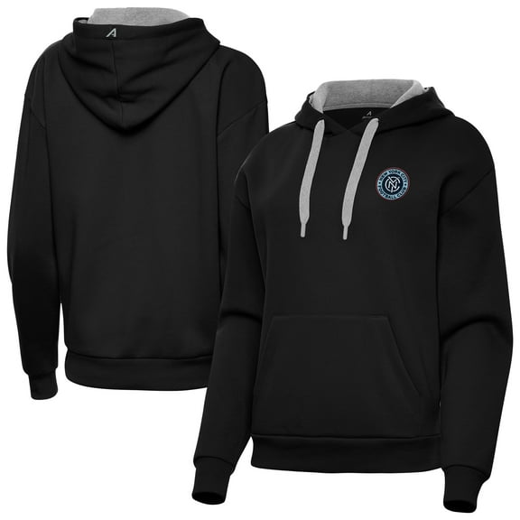 Women's-Antigua Black New York City FC Victory Pullover Hoodie