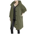 thumbnail image 1 of CNKOO Women‘s Plus Size Solid Color Button Pocket Recreational Hooded Long Sleeve Windbreaker Coat Tops, 1 of 4