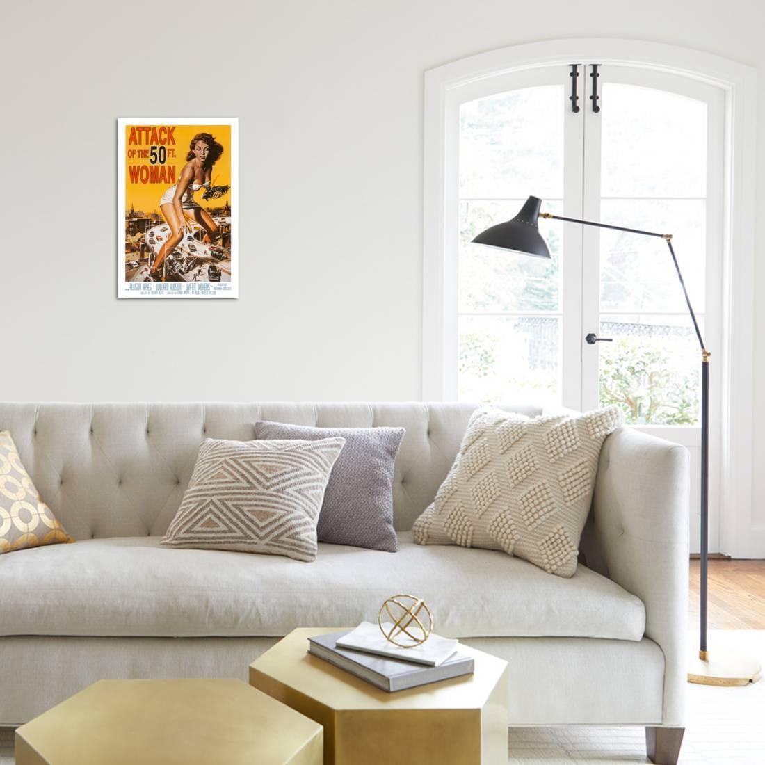 Fun Quirky Retro Vintage Cushion Cover Attack Of The 50ft Woman