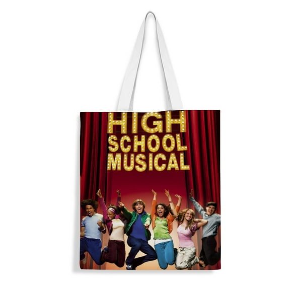 High school musical-theme canvas Tote Bag for Women Aesthetic Shopping Grocery Reusable Bags with Inner Zipper Women Gift 13.8 x 15.8 inches（35x40cm）