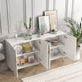 thumbnail image 3 of Accent Cabinet with Woven Door, Farmhouse 4 Doors Storage Cabinet, Console Cabinet for Living Room, 3 of 7