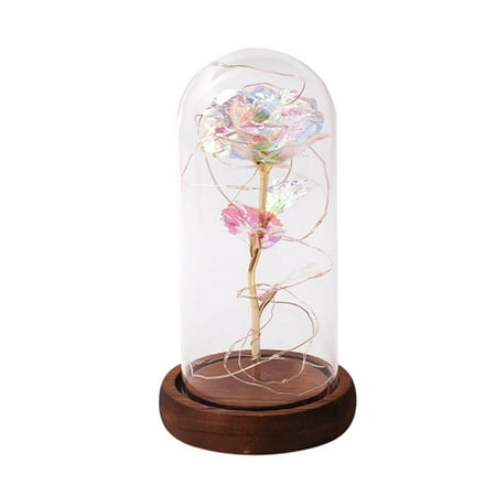 

Gold Plated Rose Glass Lamp LED Lighted Golden Flower Gift LED Lighted Gift