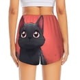 thumbnail image 2 of Lsque Cute Black Kitten Cartoon Printed Women's Running Shorts with Liner Pockets,Elastic Quick Dry Workout Athletic Gym Yoga Shorts,Womens High Waist Shorts-Small, 2 of 9