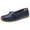 Blue, variant on Slip on Penny Loafers Walking Shoes for Women Maternity Trendy Comfortable Leather Square Toe Flat Low Heel Driving Oxfords Dress Shoes Black Size 6.5