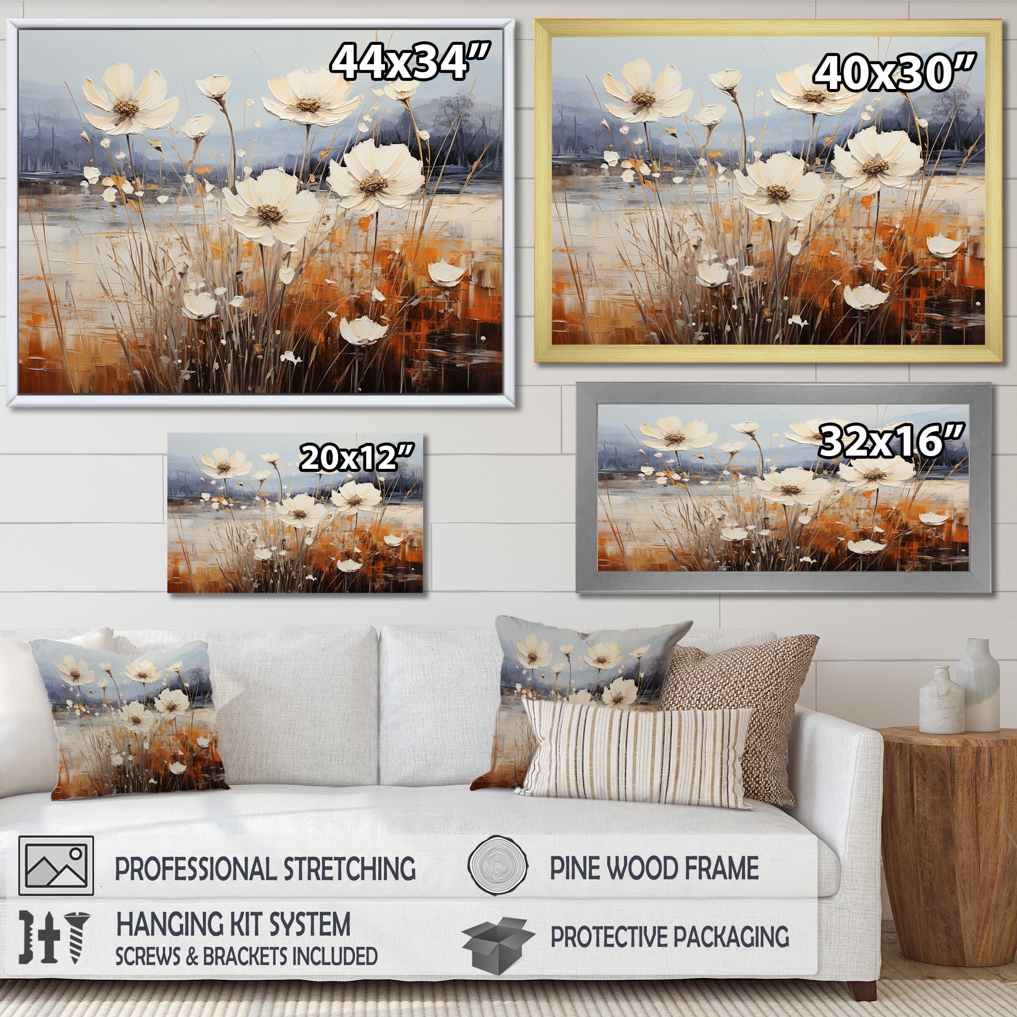 Designart Flower Oversized framed wall art decor, Flower framed