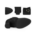 thumbnail image 3 of BLISSFUL STEP Women's Ankle Boots Chunky Block Heel Round Toe Heart Buckle Faux Suede Boots Black 6, 3 of 7