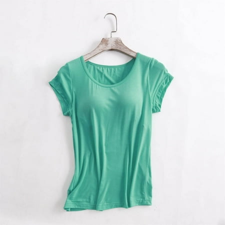 Shirts for Women  Yoga Gym Tops Workout Tank Tops Strap Padded Undershirts Cotton Camisole Vest Top Seamless Sleeping Vest Bra Top Green M