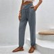thumbnail image 5 of Pantalones Con Cordón Pantalones básicos para damas Slim Fit Estilo casual Cintura elástica Color sólido Traje deportivo Ygjytge Gris S para Mujer, 5 of 7