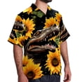 thumbnail image 2 of Crocodile Starry Sky Sunflower Men's Short Sleeve Casual Printed Button Down Beach Shirt - Summer Hawaiian Top, 2 of 6