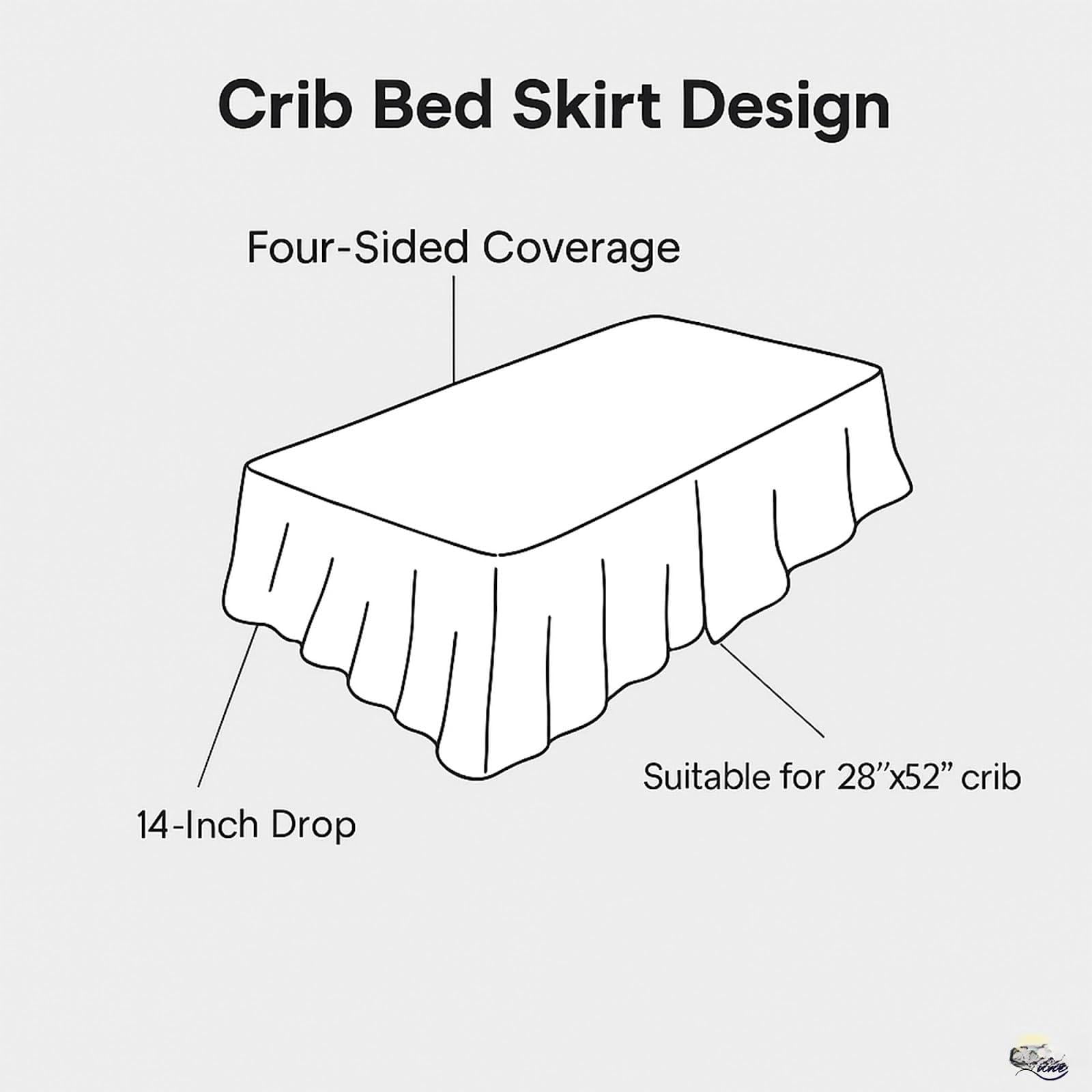 Skirt Dust Ruffle  Soft & Durable Bedding For Or Fits Standard 28" X 52"+14" Drop Classic Ruffled Design Alphabet Adventure