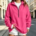 thumbnail image 2 of Ozmmyan Womens Half Zip Sweatshirt for Womens Stand Collar Long Sleeve Oversized Pullover Casual Solid Color Winter Top, 2 of 5