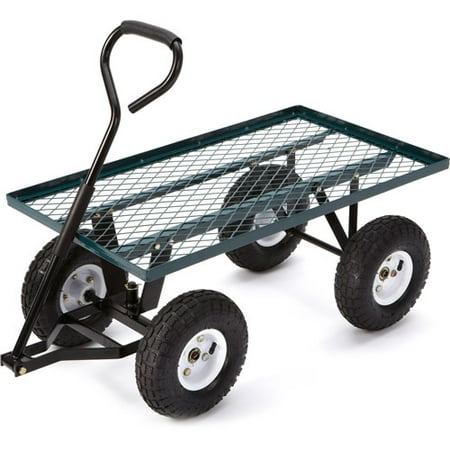 Farm &amp; Ranch FR100F Steel Flatbed Utility Cart with Padded Pull Handle, 300-lb Capacity