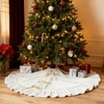 thumbnail image 2 of Sanmadrola Christmas Tree Skirt White Luxury Ruffled Velvet Plush Fur Skirts Christmas Decorations Indoor Xmas Ornaments Holiday Decor for Home Party Holiday Decorations, 36in, 2 of 7