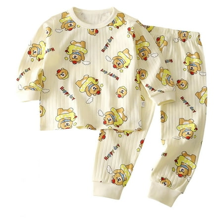 Kiijoy Boys Pajamas Cartoon Animal Long Sleeve Top Pants Cozy Sleepwear Set Sizes 5-6