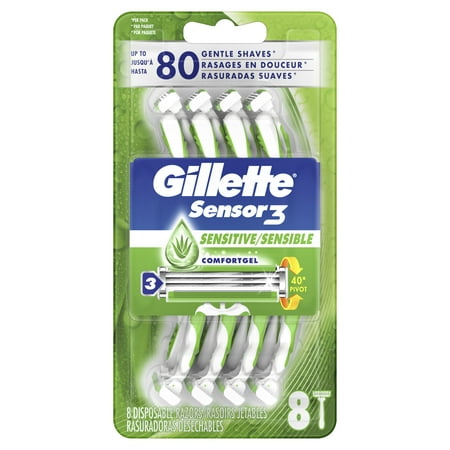 Gillette Sensor3 Sensitive Men's Disposable Razor, 8
