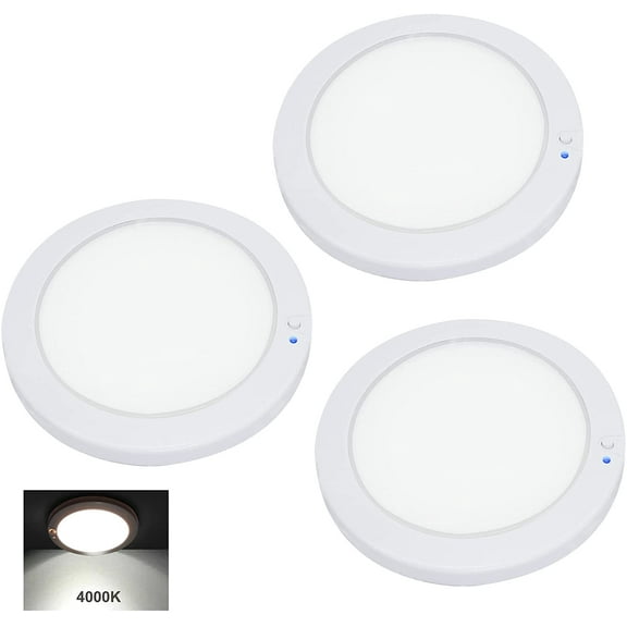 Facon 3Packs 5Inch LED RV Panel Light Surface Mount, 12V DC Interior Light with On&Off Switch and Blue Indicator, for RV Motorhome Camper Caravan Marine (4000K Cool White Light)