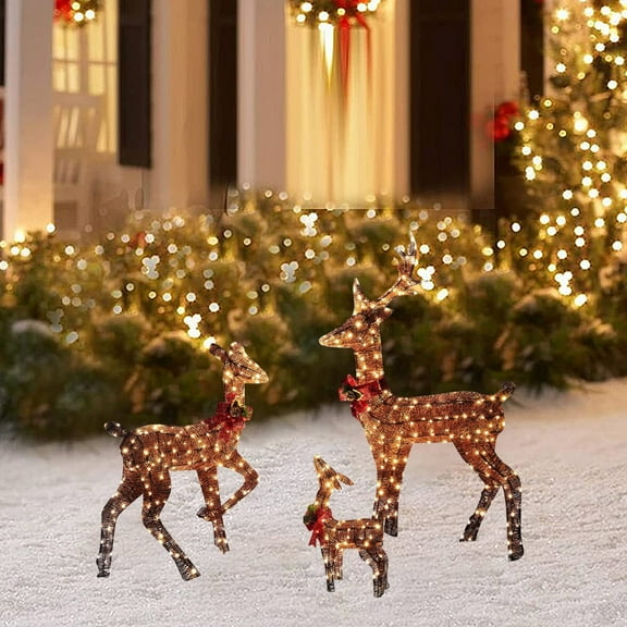 Cagogo under $5 1Pcs Lighted Christmas Deer, Lighted Christmas Deer Decoration, Glittering Outdoor Patio LED Deer, Artificial Pre Lit Yard Decor for Holiday Festive Season