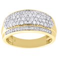 thumbnail image 2 of 10K Yellow Gold Real Diamond Tier Wedding Band 10.5mm Mens Pave Pinky Ring 1 CT., 2 of 5
