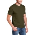 thumbnail image 3 of Hanes Men Beefy-T Heavyweight Cotton Crew T-Shirt, Short Sleeve Military Green Heather, 1-Pack S-3XL, 3 of 5