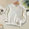 thumbnail image 2 of Sopiago Sweatshirt Girls Pullover Sweater Cute Ruffle Long Sleeve Crewneck Knit Pullover Tops White,4-5 Years, 2 of 5