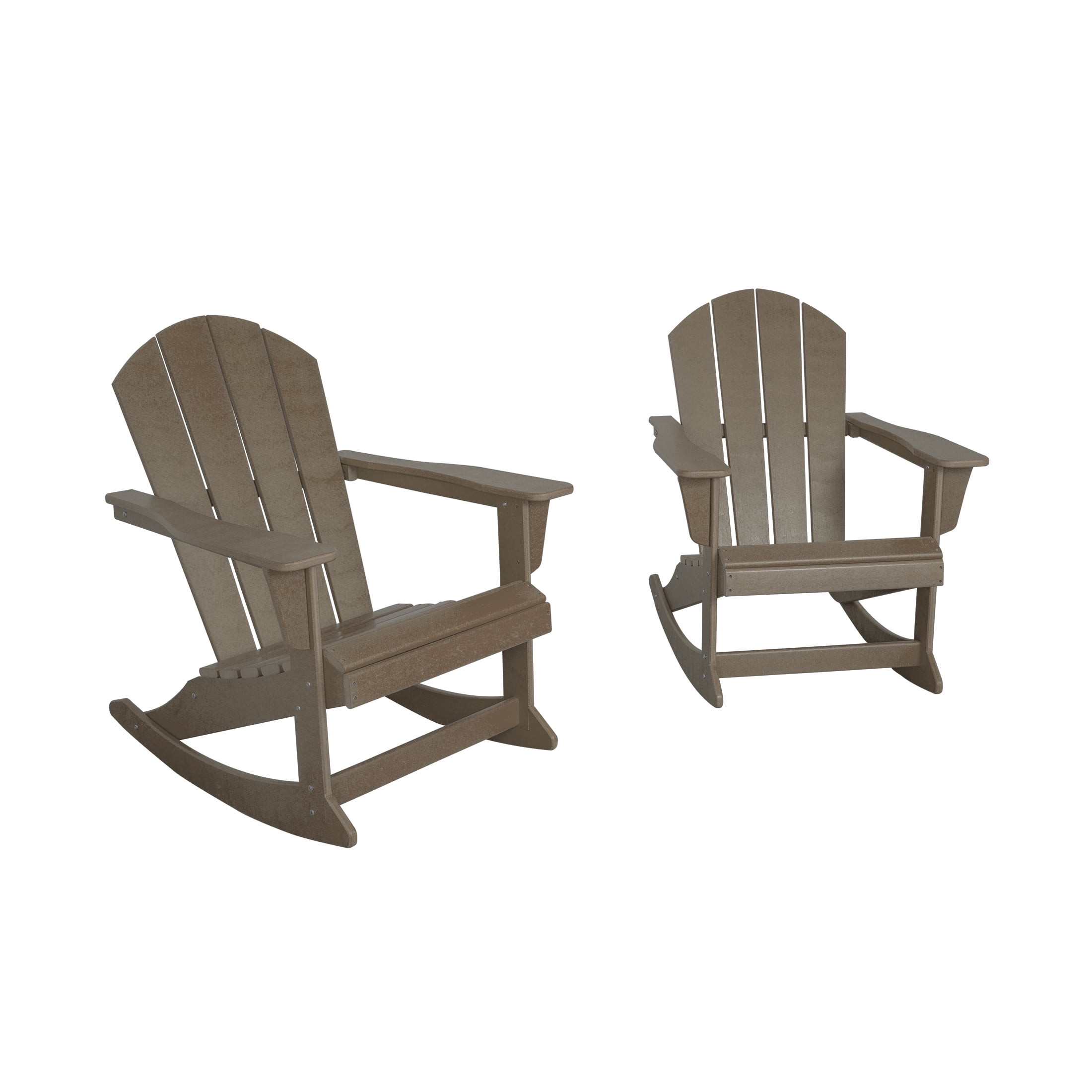 GARDEN Set of 2 - Plastic Outdoor Rocking Chairs for Patio Porch, Weathered Wood