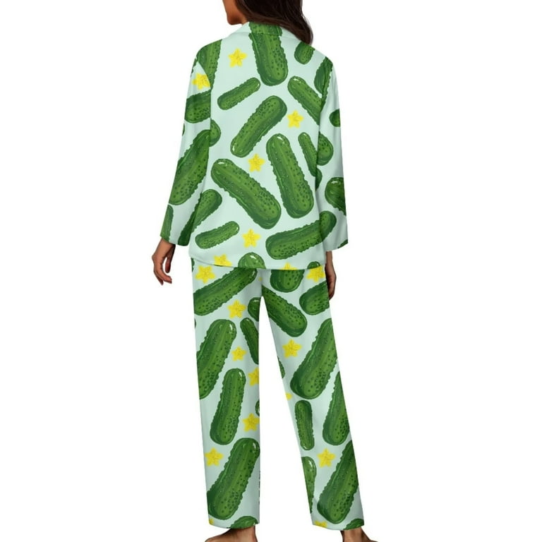 Pzuqiu Aesthetic Button Pjs for Women Set Cucumber Pajama Lingerie Family Sleepwear Size XL Long Sleeve Jogger Sweatsuit Button Sweatshirt Pants
