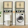 thumbnail image 6 of Faitaliicy Rattan Over The Rack Toilet Storage Cabinet Wood Bathroom Organizer With Adjustable Shelf Tall Freestanding Washer Shelf Small Cupboard Above Toilet Shelf Toilet Rack For Laundry Restroom, 6 of 7