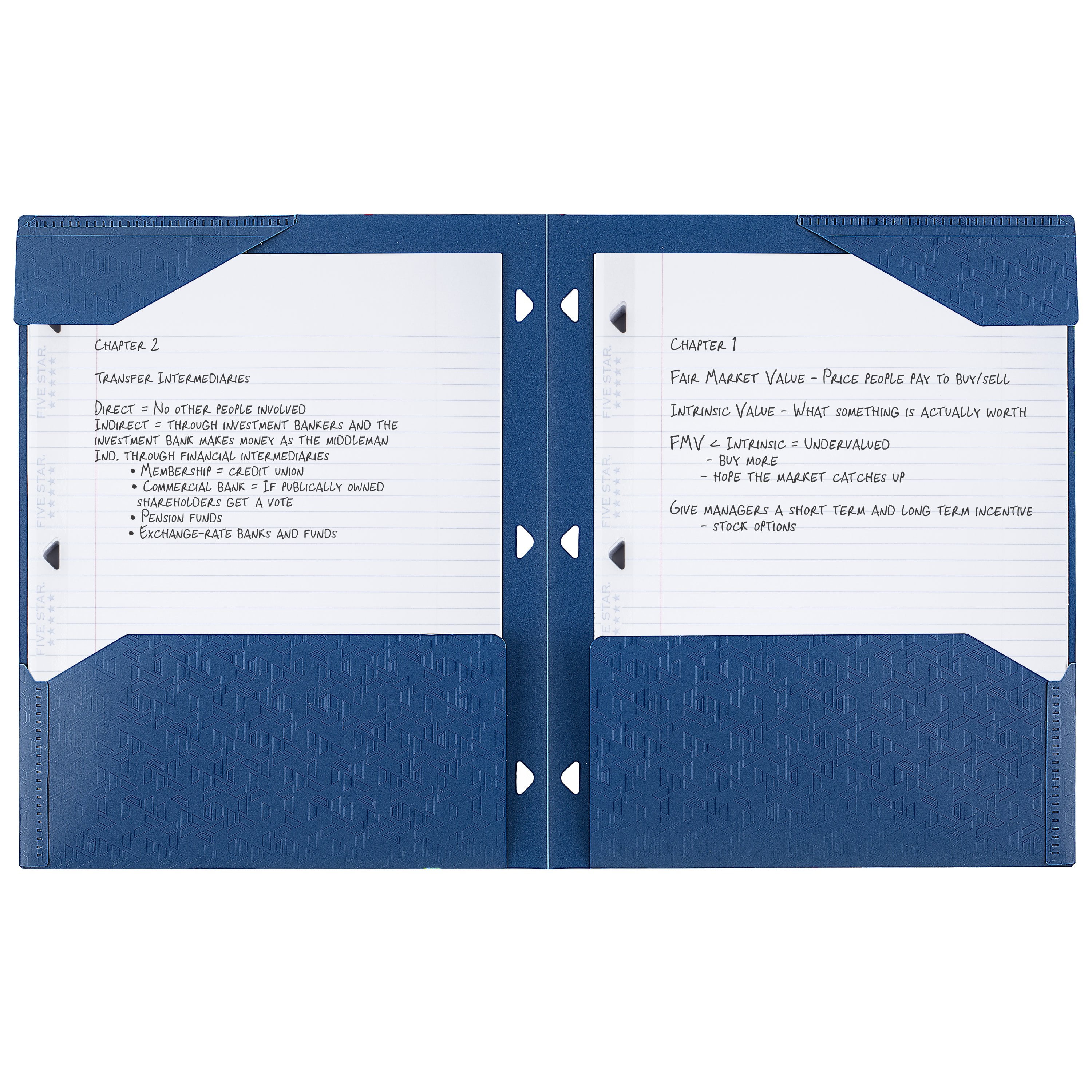(2 pack) Five Star 2-Pocket Stay-Put Plastic Folder, Pacific Blue (333420A-WMT22)