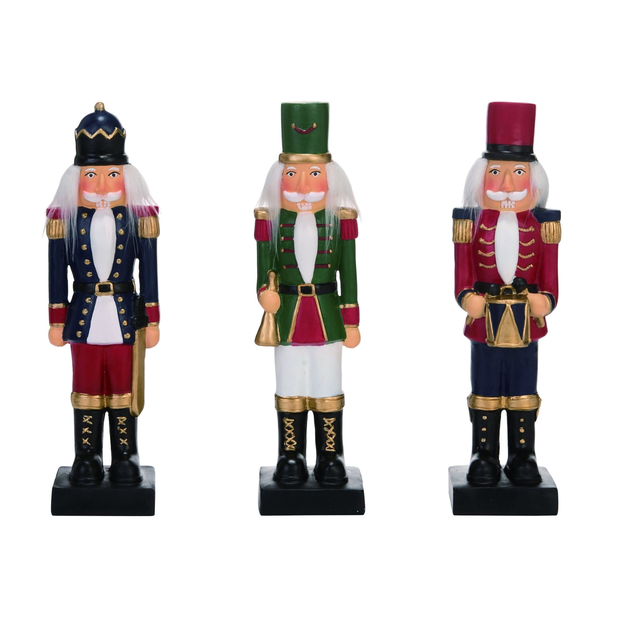 Set of 3 Black and Red Traditional Christmas Nutcracker 13"