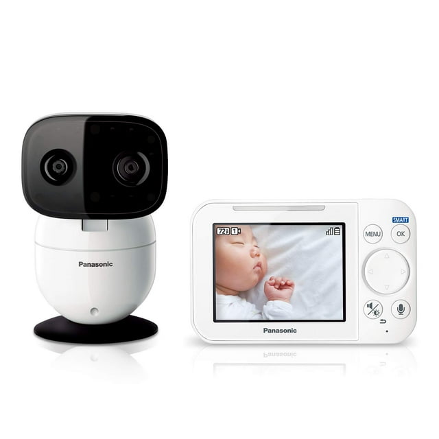 Monitor para bebés Panasonic con cámara y audio, vídeo en color de 3,5", alcance extra largo, conexión segura, conversación bidireccional, sonidos relajantes, giro, inclinación y zoom remotos - 1 cáma