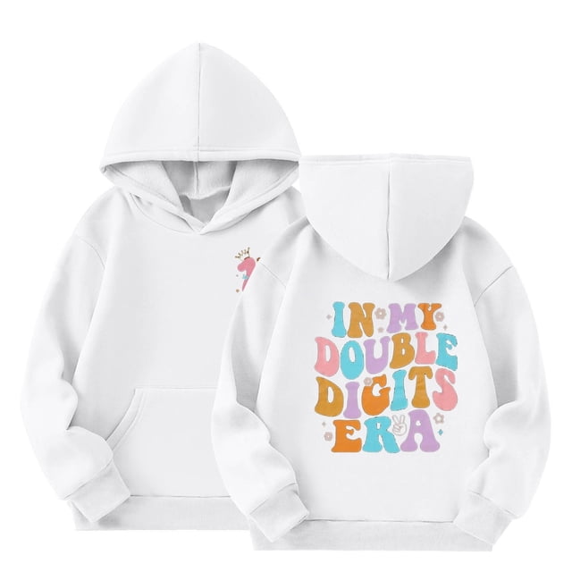 Double Digits Birthday Hooded Sports Jacket For Girls Athletic Pullover Sweatshirt With Front Pocket