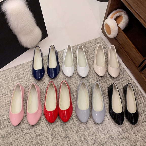 Miluxas Women's Pointed Toe Ballet Flats Comfortable Solid Color Flat Shoes Casual for Women Work Slip-Ons Loafers White 9(42)