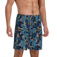 thumbnail image 2 of Wukai Blue Leaves A Men’s Short Pajama Pants With Pockets Soft Sleep Pj Shorts for Men-Large, 2 of 6