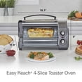 thumbnail image 2 of Hamilton Beach Easy Reach 4-Slice Countertop Toaster Oven With Roll-Top Door, 1200 Watts, Fits 9&rdquo; Pizza, 3 Cooking Functions for Bake, Broil an, 2 of 8