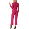 thumbnail image 3 of INSPIRE CHIC Women's V Neck Jumpsuit Long Sleeve Wide Leg Long Pants Elegant Knit Jumpsuits, 3 of 6