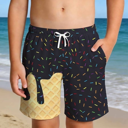 Kids Shorts Boys Size 9-10Y Youth Ice Cream Print Shorts Soft Elastic Waist Playwear
