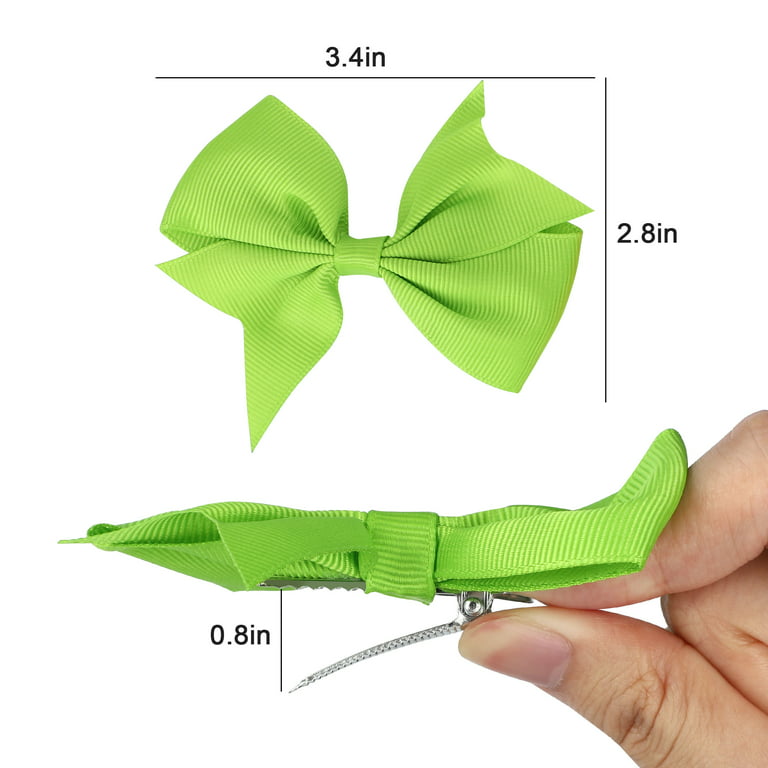 LFOUVRE Hair Bows for Women, Bow Hair Clips with Long Tail, Tassel Hair Bow  Clips Ribbons for Hair, White Hair Ribbon Green Hair Bow, Hair Clips with