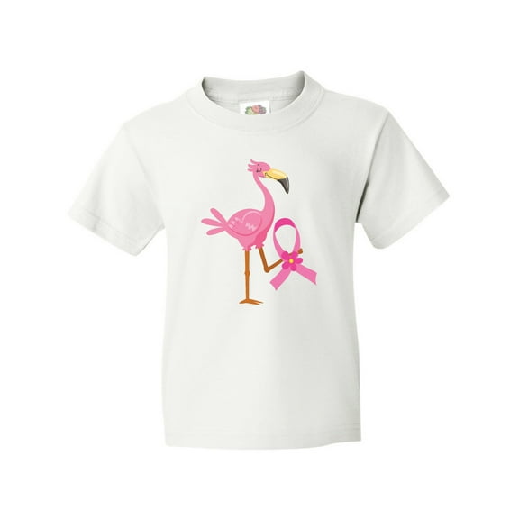 Inktastic Breast Cancer Pink Ribbon Flamingo Youth T-Shirt