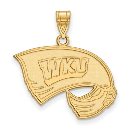 Western Gems Pendant Solid 925 Sterling Silver with Gold-Toned Western Kentucky University Large Pendant (25mm x 27mm) ()